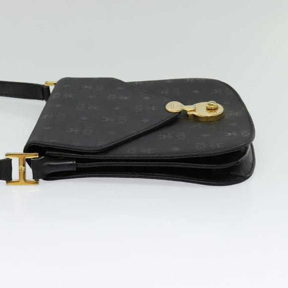 MCM Vicetos Logogram Shoulder Bag PVC Black Gold Auth BA2965