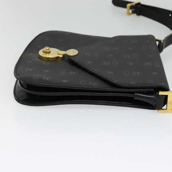 MCM Vicetos Logogram Shoulder Bag PVC Black Gold Auth BA2965