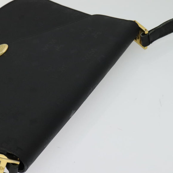 MCM Vicetos Logogram Shoulder Bag PVC Black Gold Auth BA2965