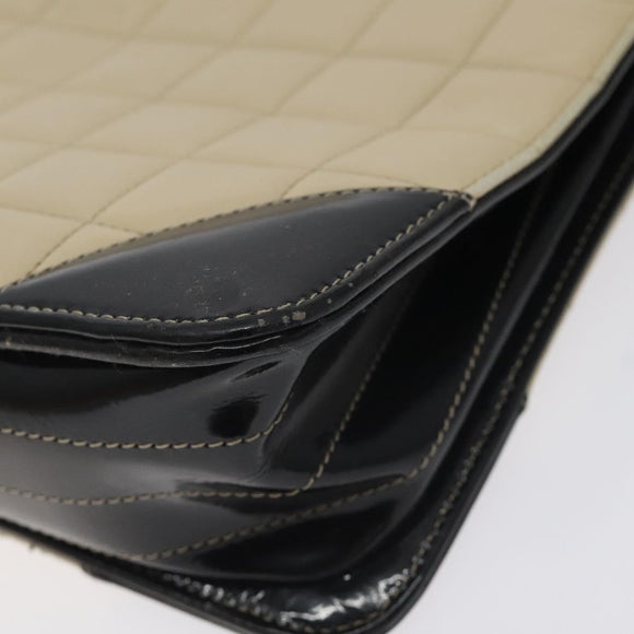 CHANEL Choco Bar Chain Tote Bag Leather Beige Gold CC Auth BA2968