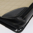 CHANEL Choco Bar Chain Tote Bag Leather Beige Gold CC Auth BA2968-16