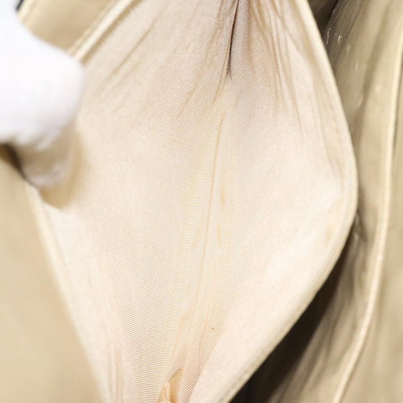 CHANEL Choco Bar Chain Tote Bag Leather Beige Gold CC Auth BA2968