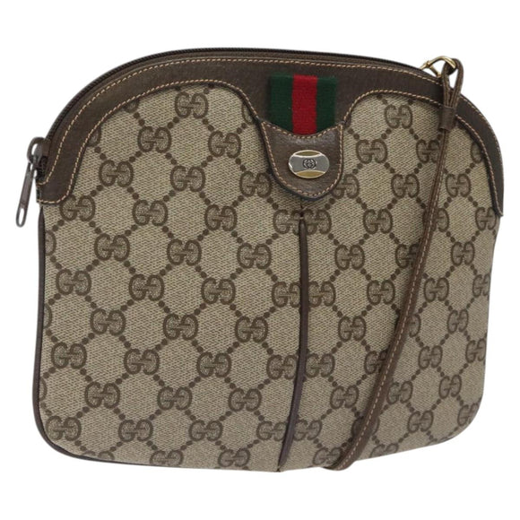 GUCCI GG Supreme Web Sherry Line Bag PVC Beige Gold 904 02 047 Auth BA2975