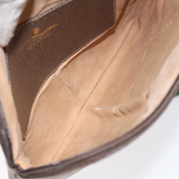 GUCCI GG Supreme Web Sherry Line Bag PVC Beige Gold 904 02 047 Auth BA2975