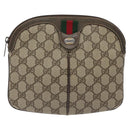 GUCCI GG Supreme Web Sherry Line Bag PVC Beige Gold 904 02 047 Auth BA2975-13