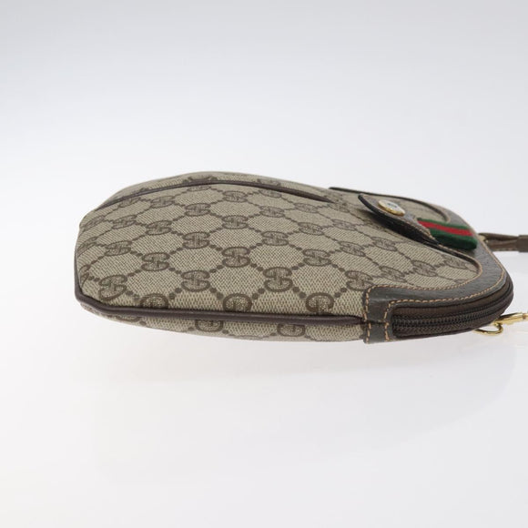 GUCCI GG Supreme Web Sherry Line Bag PVC Beige Gold 904 02 047 Auth BA2975