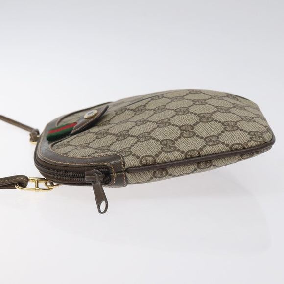 GUCCI GG Supreme Web Sherry Line Bag PVC Beige Gold 904 02 047 Auth BA2975