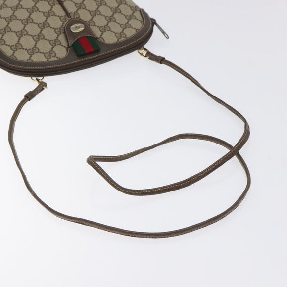 GUCCI GG Supreme Web Sherry Line Bag PVC Beige Gold 904 02 047 Auth BA2975