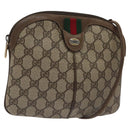 GUCCI GG Supreme Web Sherry Line Bag PVC Beige Gold 904 02 047 Auth BA2977-1