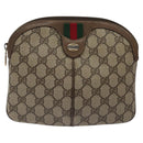 GUCCI GG Supreme Web Sherry Line Bag PVC Beige Gold 904 02 047 Auth BA2977-2