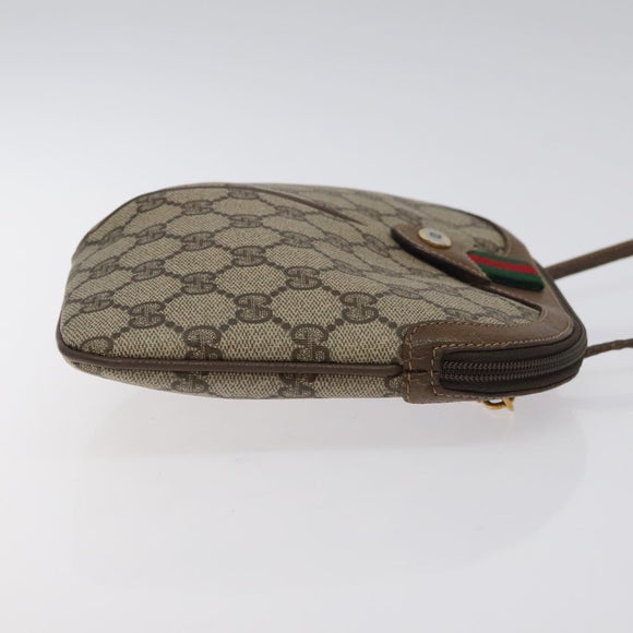 GUCCI GG Supreme Web Sherry Line Bag PVC Beige Gold 904 02 047 Auth BA2977