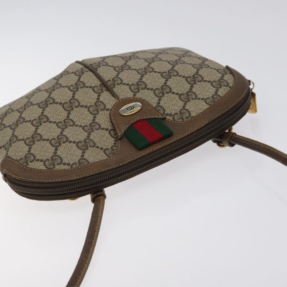 GUCCI GG Supreme Web Sherry Line Bag PVC Beige Gold 904 02 047 Auth BA2977