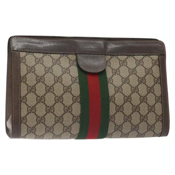 GUCCI GG Supreme Web Sherry Line Clutch Bag PVC Beige 89 01 002 Auth BA2979