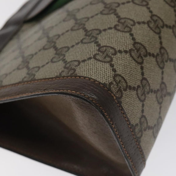 GUCCI GG Supreme Web Sherry Line Clutch Bag PVC Beige 89 01 002 Auth BA2979