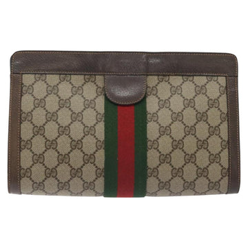GUCCI GG Supreme Web Sherry Line Clutch Bag PVC Beige 89 01 002 Auth BA2979 - 0