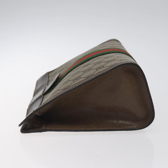 GUCCI GG Supreme Web Sherry Line Clutch Bag PVC Beige 89 01 002 Auth BA2979