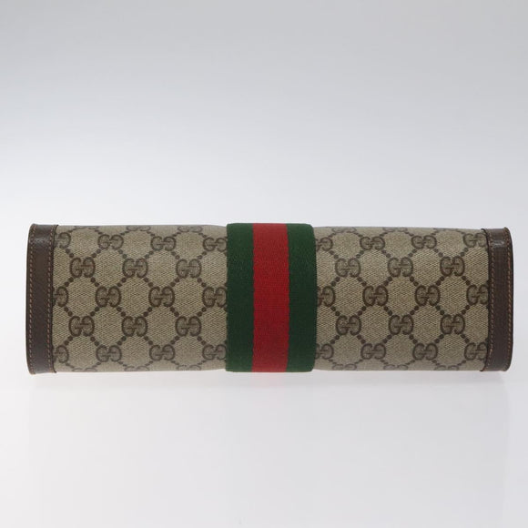 GUCCI GG Supreme Web Sherry Line Clutch Bag PVC Beige 89 01 002 Auth BA2979