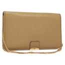 Christian Dior Chain Shoulder Bag Leather Beige Gold Auth BA2983-1