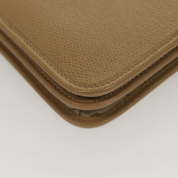 Christian Dior Chain Shoulder Bag Leather Beige Gold Auth BA2983