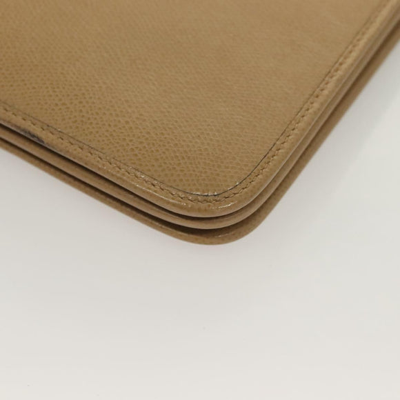 Christian Dior Chain Shoulder Bag Leather Beige Gold Auth BA2983