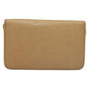 Christian Dior Chain Shoulder Bag Leather Beige Gold Auth BA2983-2