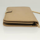 Christian Dior Chain Shoulder Bag Leather Beige Gold Auth BA2983-3