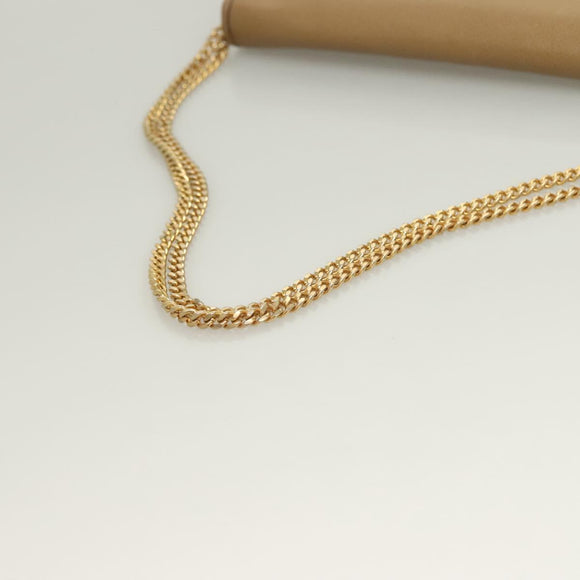 Christian Dior Chain Shoulder Bag Leather Beige Gold Auth BA2983