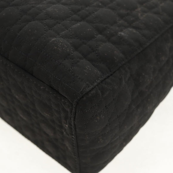 Christian Dior Canage Hand Bag Nylon Black Gold Auth BA2985