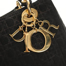 Christian Dior Canage Hand Bag Nylon Black Gold Auth BA2985-15