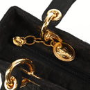 Christian Dior Canage Hand Bag Nylon Black Gold Auth BA2985-16