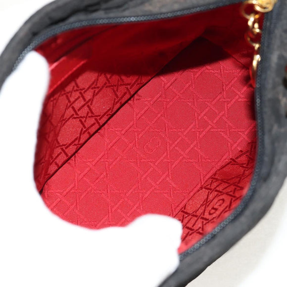 Christian Dior Canage Hand Bag Nylon Black Gold Auth BA2985