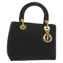 Christian Dior Canage Hand Bag Nylon Black Gold Auth BA2985-1