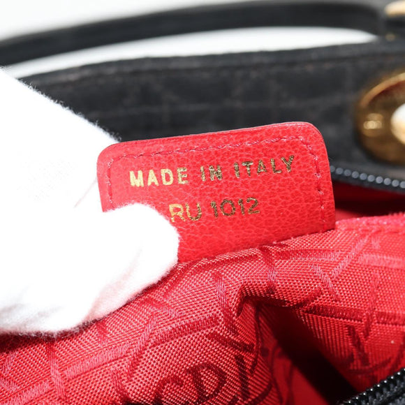 Christian Dior Canage Hand Bag Nylon Black Gold Auth BA2985