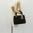 Christian Dior Canage Hand Bag Nylon Black Gold Auth BA2985-25