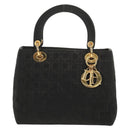 Christian Dior Canage Hand Bag Nylon Black Gold Auth BA2985-2