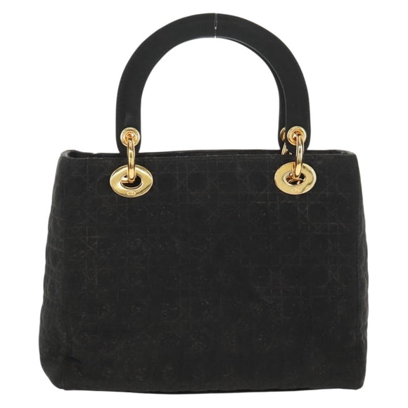 Christian Dior Canage Hand Bag Nylon Black Gold Auth BA2985