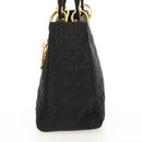 Christian Dior Canage Hand Bag Nylon Black Gold Auth BA2985-4