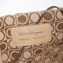 Salvatore Ferragamo Gancini Tote Bag Vinyl Brown Silver Auth BA2989-12