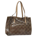 Salvatore Ferragamo Gancini Tote Bag Vinyl Brown Silver Auth BA2989-1