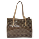 Salvatore Ferragamo Gancini Tote Bag Vinyl Brown Silver Auth BA2989-2