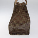 Salvatore Ferragamo Gancini Tote Bag Vinyl Brown Silver Auth BA2989-4