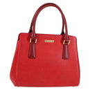 BURBERRY Hand Bag Leather Red Gold Auth BA2993V-1