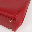 BURBERRY Hand Bag Leather Red Gold Auth BA2993V-11