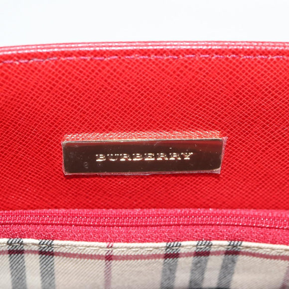 BURBERRY Hand Bag Leather Red Gold Auth BA2993V