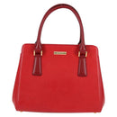 BURBERRY Hand Bag Leather Red Gold Auth BA2993V-2