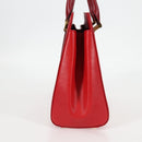 BURBERRY Hand Bag Leather Red Gold Auth BA2993V-5