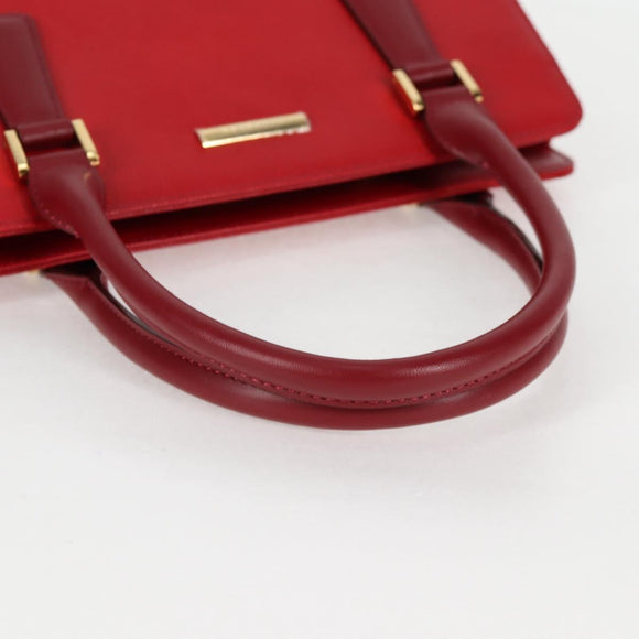 BURBERRY Hand Bag Leather Red Gold Auth BA2993V