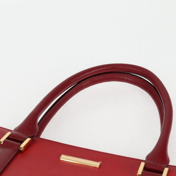 BURBERRY Hand Bag Leather Red Gold Auth BA2993V