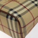 BURBERRY Nova Check Hand Bag PVC Beige Gold Auth BA2995V-10