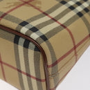 BURBERRY Nova Check Hand Bag PVC Beige Gold Auth BA2995V-12